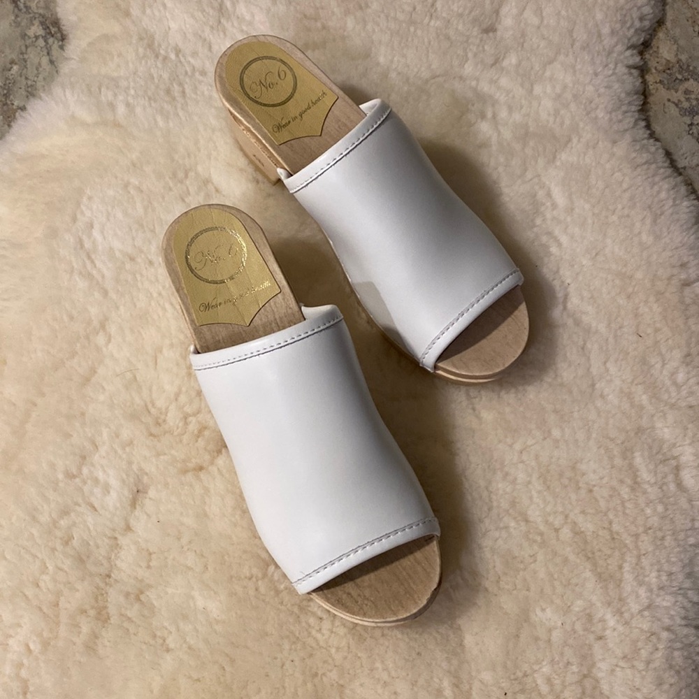 No 6 Daria open toe clogs white